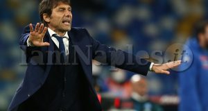 InterÕs Italian coach Antonio Conte gesticulate during the Serie A football match between SSC Napoli and Inter at the Diego Armando Maradona Stadium, Naples, Italy, on 18 April  2021